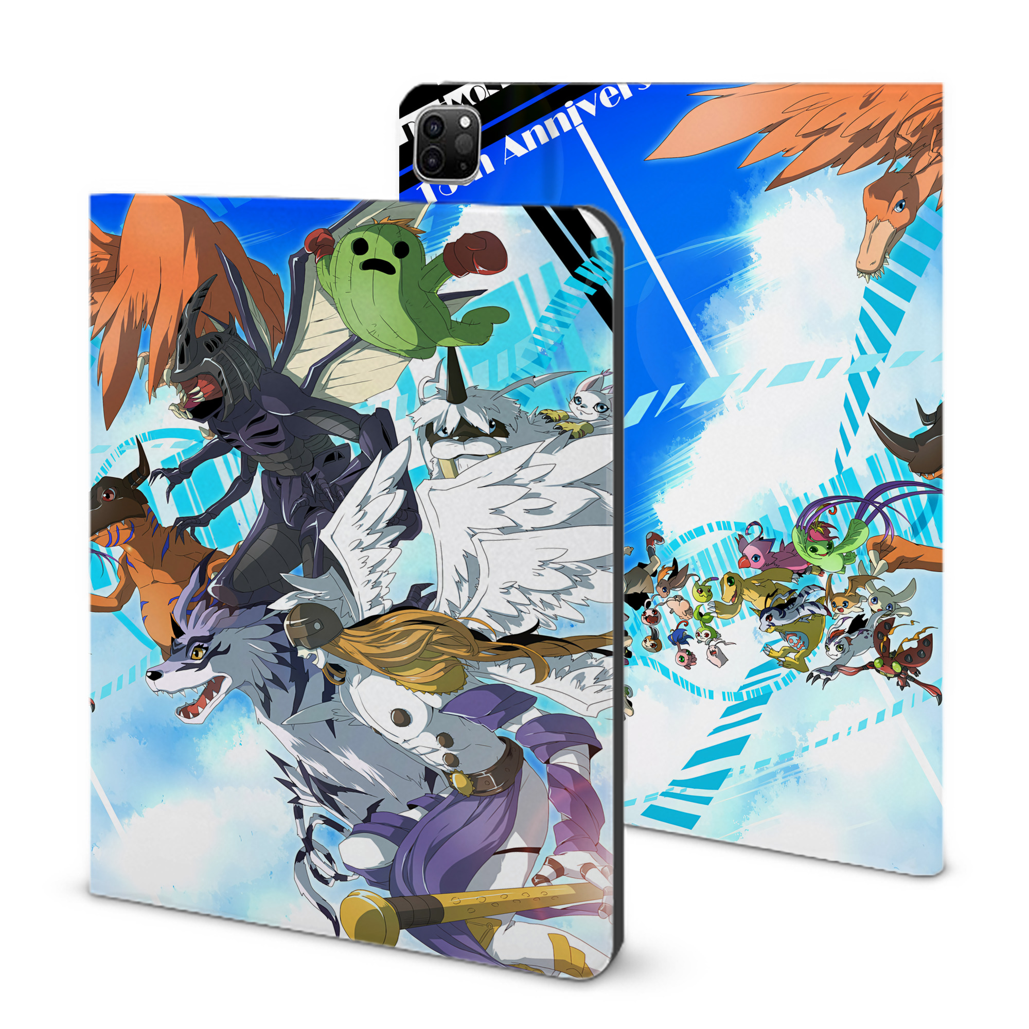 （画像用） Digimon デジタルモンスター/デジモン IPad ケース ブック型 PUレザー TPU 耐衝撃 軽量 薄型 ペン収納なし 全面保護 IPad 各モデル対応
